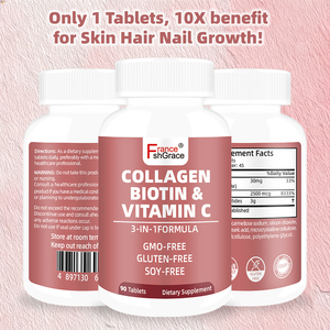 Fabricant de compléments alimentaires en gros : Collagène, Biotine, Vitamine C pour la santé des cheveux, de la peau et des ongles – 90 comprimés de Collagène, Biotine et Vitamine C - Product Image 4