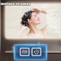 Meuble-lavabo élégant en contreplaqué pour salle de bain, suspendu au mur, avec 4 tiroirs de rangement et armoire miroir LED intelligente anti-buée