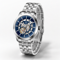 Montre mécanique automatique de luxe pour hommes, cadran ajouré, boîtier en acier inoxydable, bracelet en cristal saphir lumineux