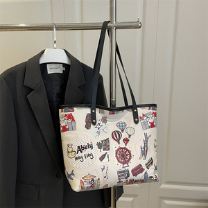 Có thể in mô hình mùa thu mới 2025 mô hình hình học thời trang hai dây kéo đóng cửa của phụ nữ xách tay sức chứa lớn Tote Vai Túi - Product Image 2