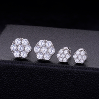 Anting Tusuk Bunga Kuningan Berhiaskan Zirkon Potongan Bulat 8MM Berkualitas Tinggi, Perhiasan Fashion Hip Hop untuk Pria