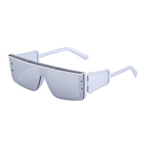 Lunettes de soleil carrées Cyberpunk pour hommes ZS-98095, monture en métal PC, verres noirs UV400, protection solaire classe 2, style Y2K tendance - Product Image 4
