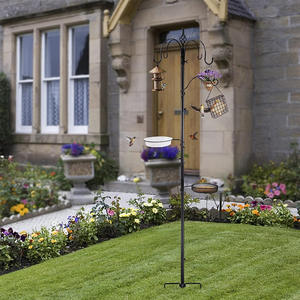 Support de mangeoire à oiseaux en métal TJ-021, 1,9 m, à fixer au sol, durable, pour extérieur, jardin, mangeoire, abreuvoir, support de suspension - Product Image 3