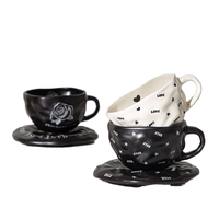 Mug à café en céramique jetable de style européen au design moderne, avec couvercle à paille, compatible lave-vaisselle et micro-ondes, motif floral, pour le petit-déjeuner et les fêtes