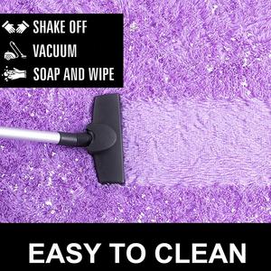 Tapis en fourrure artificielle moelleux et doux, à poils longs et shaggy, de couleur violette, prix d'usine, pour salon - Product Image 5