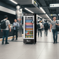 Máquina Expendedora Comercial de Bebidas y Aperitivos con Gestión Basada en la Nube, SDK 5G/Wi-Fi, Acero Inoxidable, Refrigeración por Compresor