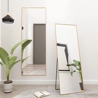 Miroir pleine longueur réglable 50*160cm, noir, HD, avec cadre en alliage d'aluminium, verre trempé, design moderne, utilisation décorative pour salle de bain