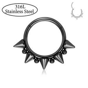 Thép phẫu thuật 316L 16G Punk piercing đồ trang sức mũi vách ngăn Nhẫn nhọn Spike bấm vào bông tai thời trang daith rook Tai pierc Vòng - Product Image 4