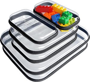 Sac de rangement portable de voyage en PVC transparent avec fermeture éclair, personnalisable avec logo, pour blocs de construction, puzzles, cosmétiques et maquillage – Vente en gros - Product Image 1