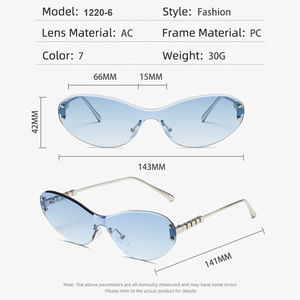 แว่นกันแดดชิ้นเดียวแบบเรียบง่ายเลนส์ใสรูปผีเสื้อเฉดสีหรูหราแว่นตาโลหะไร้ขอบสำหรับผู้หญิงดีไซน์เนอร์ตาแมวไร้ขอบ - Product Image 2