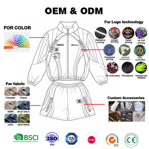 Custom OEM ODM Clothing Supplier Lightweight Summer Tracksuit Windproof Windbreaker Jacket And Short Set For Influencer Brand