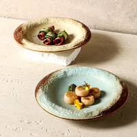 Assiette en céramique à glaçure réactive, effet de transmutation au four, vintage, rustique, faite à la main, unique pour la salle à manger