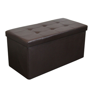 Tabouret repose-pieds pliable en PVC, banc de rangement pour salon en Faux <span class=keywords><strong>cuir</strong></span> - Product Image 3