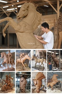 Sculpture de <span class=keywords><strong>cheval</strong></span> en bronze YOUFINE, taille réelle, statue de poulain et de jumente pour la décoration extérieure de ferme et de ranch - Product Image 5