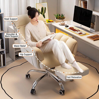 Chaise de bureau en cuir inclinable avec repose-pieds, chaise de direction pivotante, siège lounge pour bureau à domicile