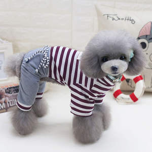 Modern Striped Pattern Four-Legged <span class=keywords><strong>Pants</strong></span> New Teddy Dog Roupas para Pequenos Gatos Grandes Algodão Pet Vestuário para o Outono <span class=keywords><strong>Season</strong></span> Wear - Product Image 3