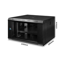 Kabinet Jaringan Dinding 9U 520x400mm 19-Inci Pintu Kaca Kompak Dapat Dikunci Rak Server Baja SPCC Pusat Data CCTV Grosir