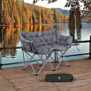 كرسي استرخاء حديدي قابل للطي لشخصين بتصميم تقليدي متين، أثاث محمول للاستخدام الخارجي على الشاطئ وفي الصالات الرياضية وورش العمل والفيلات - Product Image 3