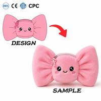 Dompet Koin Kapas Plush Kustom Grosir Dompet Resleting Bentuk Pita Lucu OEM ODM Kantong Lembut Berbulu Unisex Hadiah Anak EN71 CE ASTM