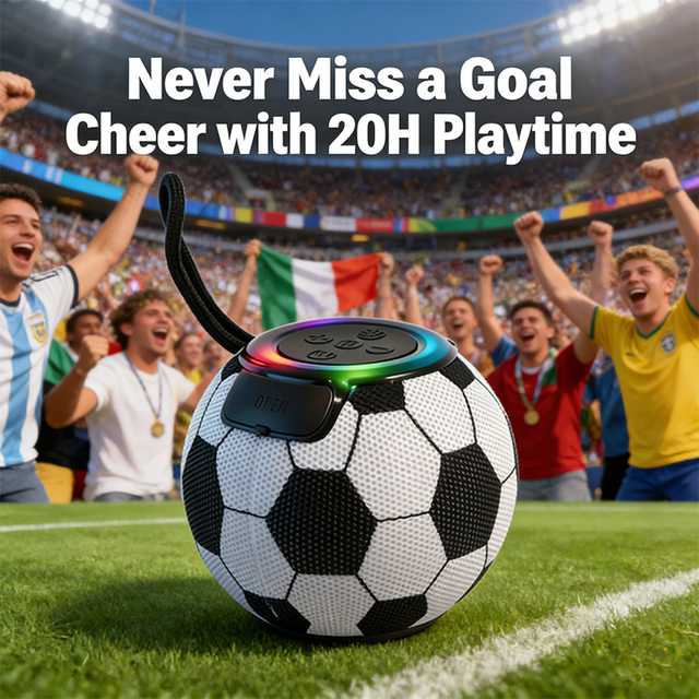 Football Speaker 2026 US Football Mexico Canada Custom Gift Portable Desktop Speaker Mini Soccer Shape LED Light RGB Global Cup