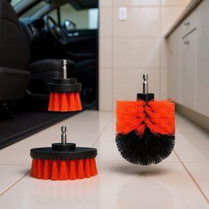 Set di spazzole per la pulizia dell'auto, 3 pezzi, con setole in nylon, tipo ruota, per tappeti, piastrelle, vasca, con manico in plastica resistente - Product Image 2