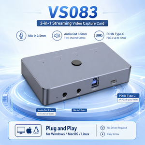 Tarjeta de Captura de Video 3 en 1 4K*60Hz: Entrada <span class=keywords><strong>HDMI</strong></span>/<span class=keywords><strong>DP</strong></span>/USB-C Seleccionable, Salida en Bucle, USB-B3.0, Transmisión PD100W, Micrófono/Audio, Carcasa de Aluminio+ABS - Product Image 4