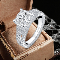 Vente chaude mariée luxe 3 carats CZ cubique zircon bague en argent Sterling 925 Simple classique anneaux de mariage pour les femmes