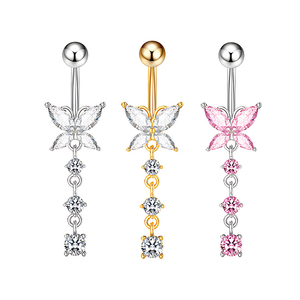 Thiết Lập 10 Thép Không Gỉ Bướm Bụng Nhẫn 3 Nhỏ Zircon Vàng Sexy <span class=keywords><strong>Navel</strong></span> Piercing Đối Với Phụ Nữ Y2K Số Lượng Lớn Đồ Trang Sức Sexy Đối Với Quà Tặng - Product Image 1