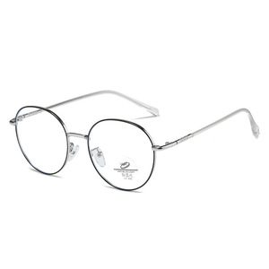 Lunettes anti-lumière bleue personnalisées, monture ronde en métal, verres plats pour adultes, visage fin, été 2025 - Product Image 4
