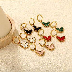 Pendientes de Mariposa Pequeños y Delicados de Acero Inoxidable 316L con Baño de Oro PVD de 14k y 18k para Mujer, Venta al por Mayor - Product Image 2
