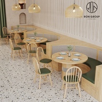 Schicke westliche Restaurantmöbel Sofa und Stühle frisch grün Restaurant halb runde Massivholzkabine