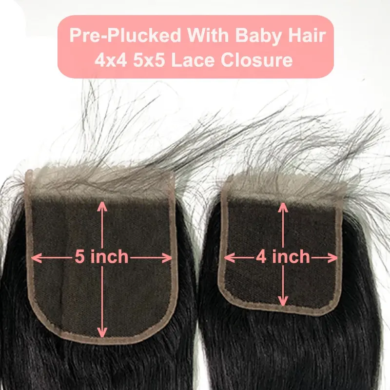 Ali Queen 4x4 5x5 HD Lace Closure Pre-Plucked With Baby Hair 10-22 inches Brazilian Straight Raw Virgin Human Hair Lace Closure