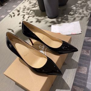 <b>Red</b>-soled, Pointed-toe, Sexy Black High <b>Heels</b>, a Woman's Stunning, Thin-heeled, Elegant, Patent Leather Single Shoes - Product Image 4