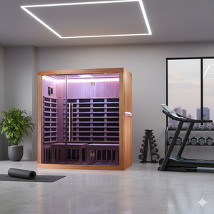 3 Person Modern Indoor Far Infrared <b>Sauna</b> Room with Bluetooth Low EMF Solid Wood Bedroom & Villa Use Seven Color Light - Product Image 2