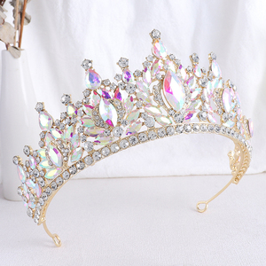 Corona di alta qualità da sposa europea e americana in lega con strass a occhio di cavallo corona della <span class=keywords><strong>regina</strong></span> corona nuziale compleanno squisita <span class=keywords><strong>Tiara</strong></span> - Product Image 3