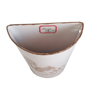 Ensemble de 2 jardinières en métal galvanisé blanc et rose avec motif écureuil et gland vintage et lettrage français