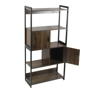 Bookshelf, <strong>Tall</strong> Bookcase With 2 Storage Drawers, Industrial Display Standing <strong>Shelf</strong> <strong>Units</strong> for Living Room Home Office - Product Image 3