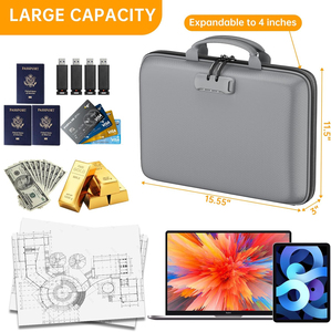 Carpeta Ignífuga Portátil, Caja de Almacenamiento, Organizador, Maletín Ignífugo con Cerradura para Archivos, Pasaportes y Certificados - Product Image 5