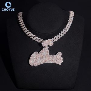 Custom Any Fonts Name Fully Moissanite <b>Pendant</b> <b>Solid</b> 925 Sterling Silver <b>Gold</b> Plated VVS Moissanite Hip Hop Iced Out Jewelry - Product Image 1