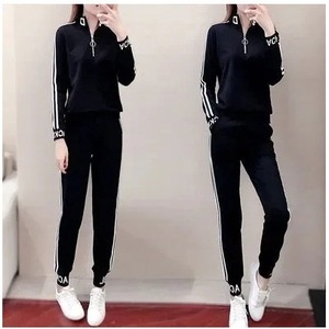 Women's Autumn Winter Casual Two Piece Set Sweatshirt Pants Set White Black Full Sleeve Knitted Polyester Fashion Loose Fit - Product Image 2