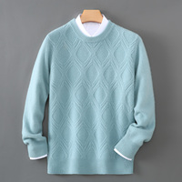 Pull en laine bleu pour homme à manches longues, mode décontractée automne-hiver, logo personnalisé OEM ODM