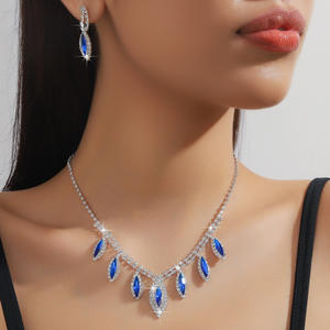 ชุดสร้อยคอและต่างหูรูปหยดน้ำทรงตาแมว ขายดี ผลิตจากทองแดง เหมาะสำหรับเจ้าสาว งานแต่งงาน และงานเทศกาล - ขายส่งเครื่องประดับ - Product Image 4