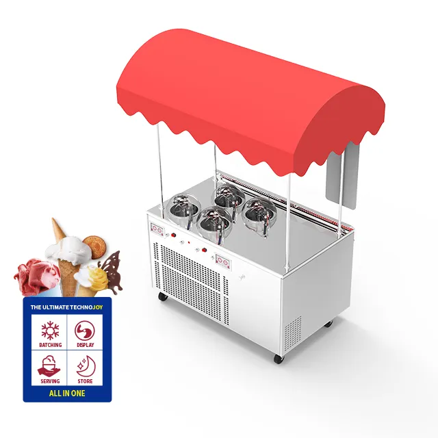 मील प्लेटो आइसक्रीम कार्ट 4 स्वादों चर्निंग मशीन वाणिज्यिक हार्ड आइस क्रीम निर्माता अनुकूलित लोगो स्वीकार करते हैं