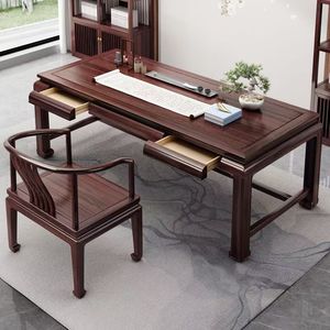 Chinese Style <b>Solid</b> <b>Wood</b> <b>Desk</b> Ebony Writing Table Office Study Furniture Calligraphy <b>Desk</b> Adult Drawing Table One Piece Model - Product Image 3