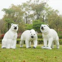 Sculpture d'ours polaire simulée entièrement faite à la main pour l'extérieur, ornement en fibre de verre, grand ours noir pour parcs et zones scéniques