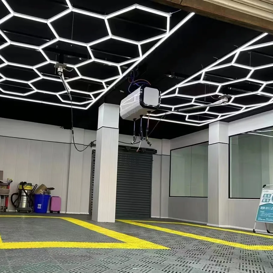전문 공장 맞춤형 육각 Led 빛 워크샵 벌집 차고 작업 Led 가벼운 자동차 세부 조명
