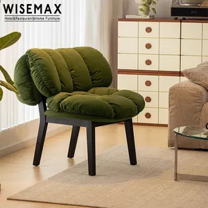 WISEMAX Mobilier de salon moderne et confortable siège moelleux en plumes Fauteuil de loisirs à pieds en bois Fauteuil d'appoint pour salon - Product Image 1