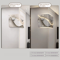 Horloge murale d'angle double face lumineuse, cadran analogique carré pour salon, couloir, bureau, hôtel, décoration contemporaine