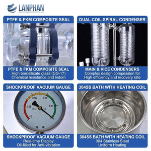 Évaporateur rotatif 20L, distillation sous vide, Rotovap avec double condenseur et taux de récupération élevé pour la récupération d'<span class=keywords><strong>éthanol</strong></span> solvant - Product Image 4