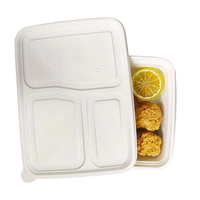 Boîte à lunch jetable robuste et écologique de 36 oz, recyclable, en bagasse de canne à sucre biodégradable, avec couvercle en papier de bambou